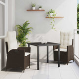 vidaXL Garden Dining Set with cushions 3 pcs Black poly rattan