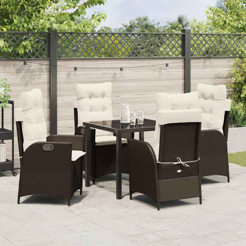 vidaXL Garden Dining Set with cushions 3 pcs Black poly rattan