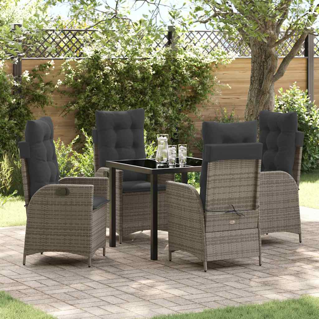 vidaXL Garden Dining Set with cushions 3 pcs Black poly rattan