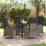 vidaXL Garden Dining Set with cushions 3 pcs Black poly rattan
