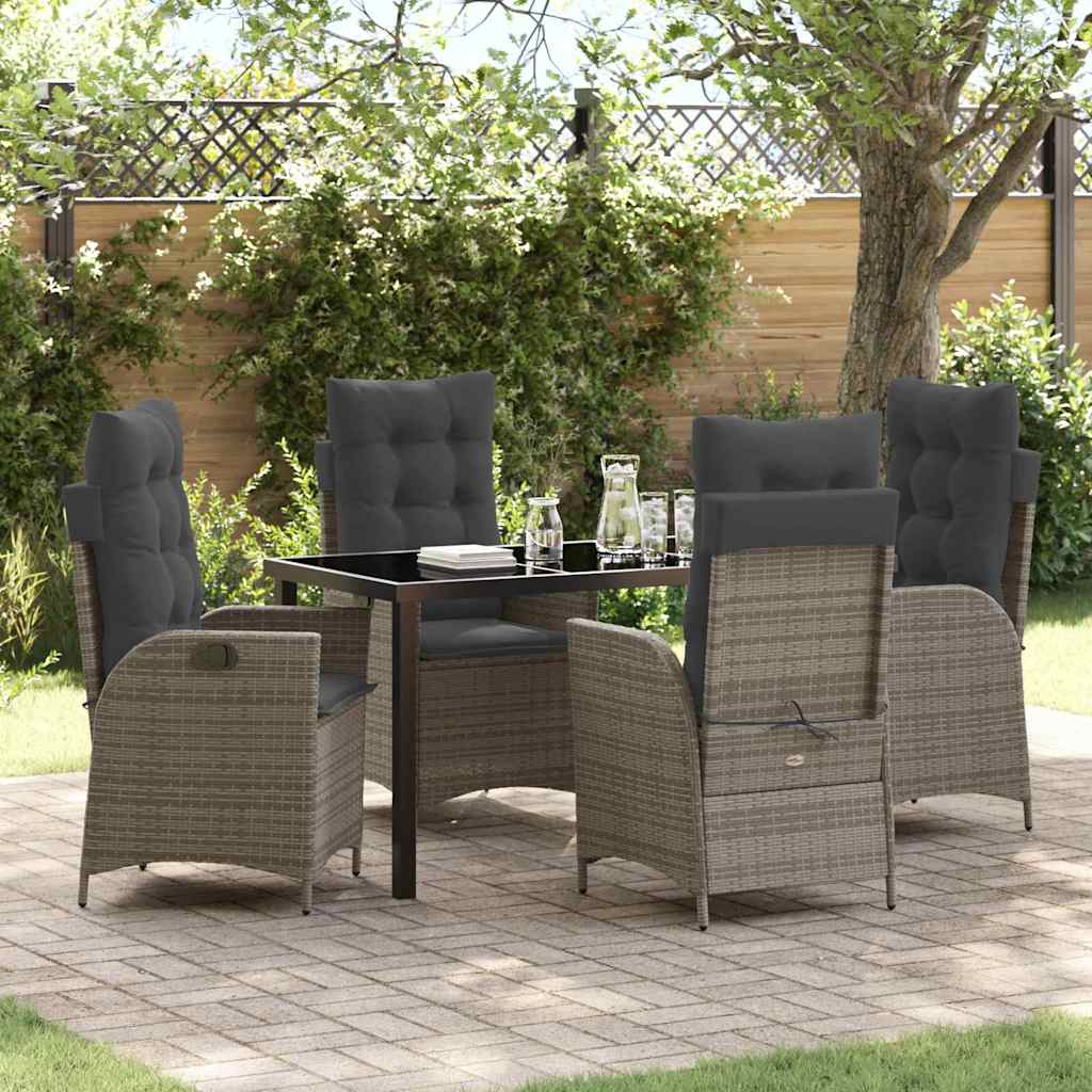 vidaXL Garden Dining Set with cushions 3 pcs Black poly rattan