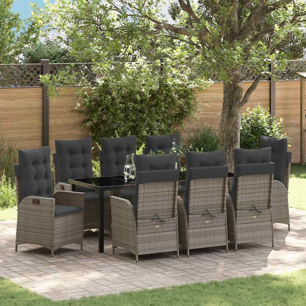 vidaXL Garden Dining Set with cushions 3 pcs Black poly rattan