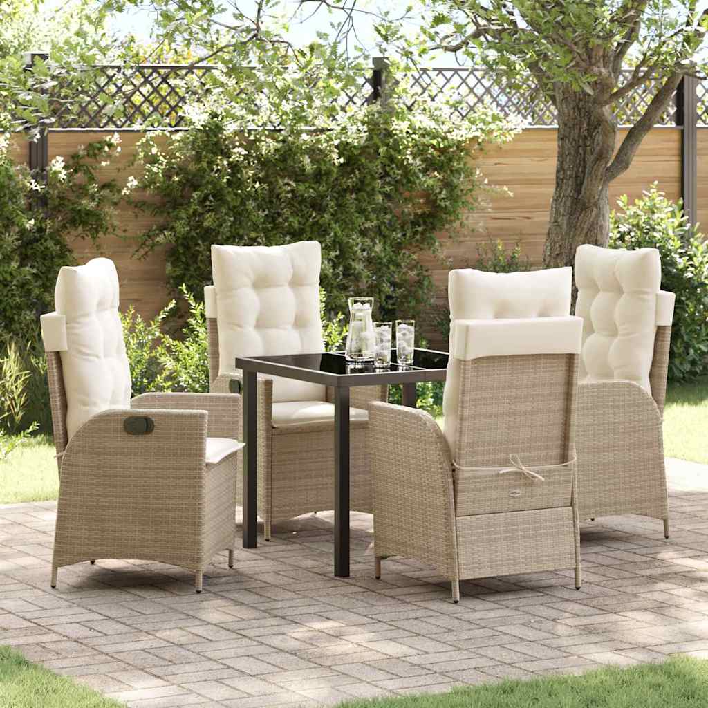 vidaXL Garden Dining Set with cushions 3 pcs Black poly rattan