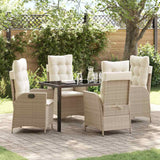 vidaXL Garden Dining Set with cushions 3 pcs Black poly rattan