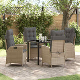 vidaXL Garden Dining Set with cushions 3 pcs Black poly rattan