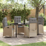 vidaXL Garden Dining Set with cushions 3 pcs Black poly rattan