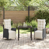 vidaXL Garden Dining Set with cushions 3 pcs Black poly rattan