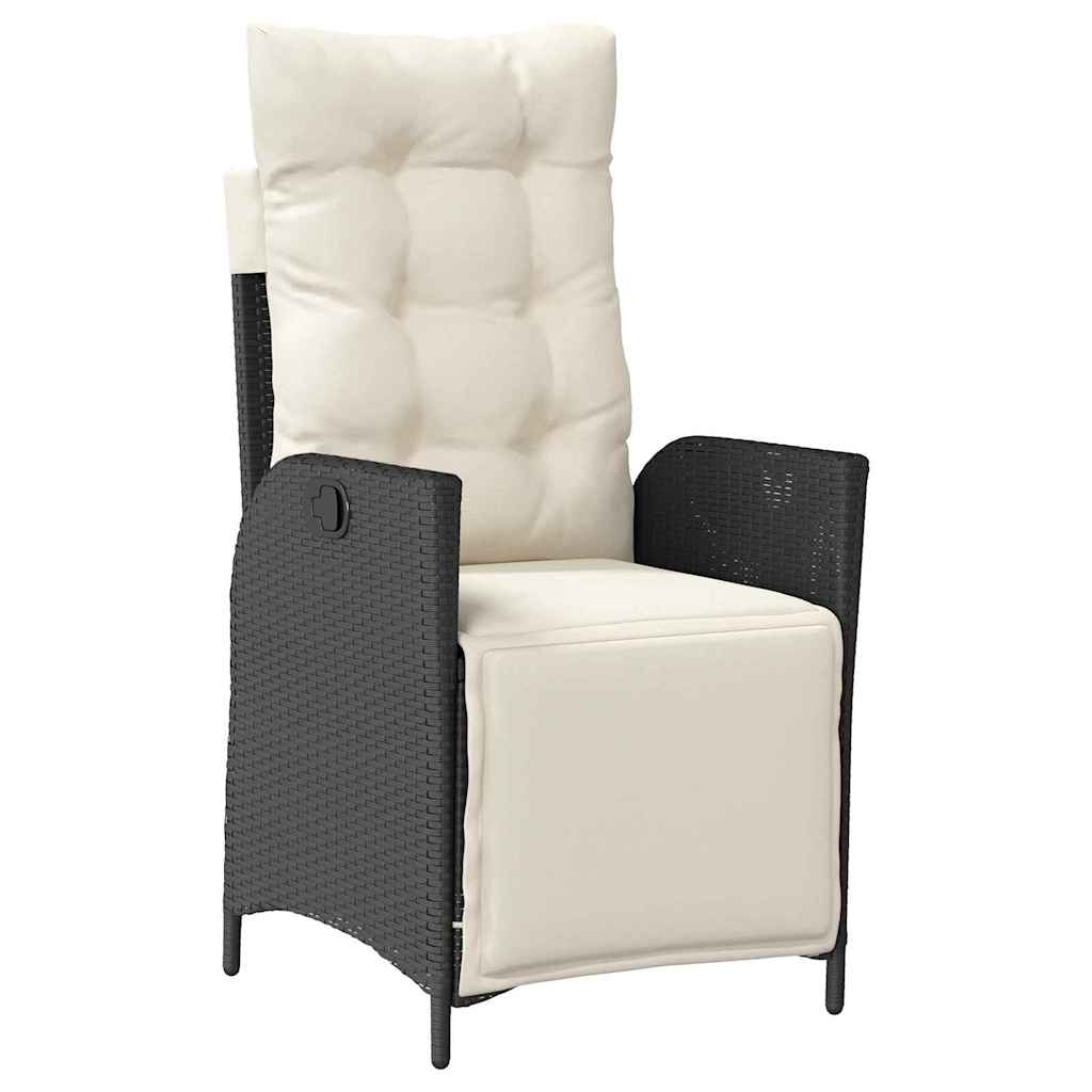vidaXL Garden Dining Set with cushions 3 pcs Black poly rattan