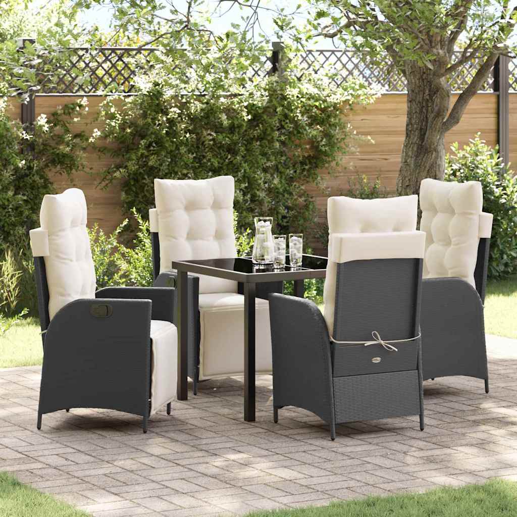 vidaXL Garden Dining Set with cushions 3 pcs Black poly rattan