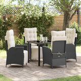 vidaXL Garden Dining Set with cushions 3 pcs Black poly rattan