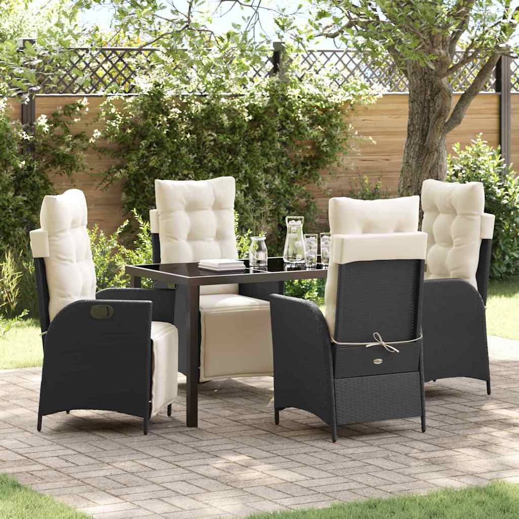 vidaXL Garden Dining Set with cushions 3 pcs Black poly rattan