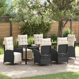 vidaXL Garden Dining Set with cushions 3 pcs Black poly rattan