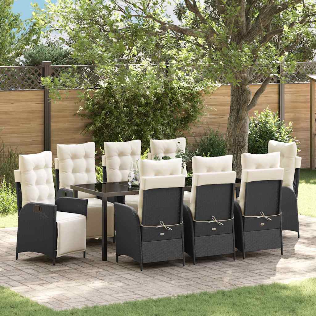 vidaXL Garden Dining Set with cushions 3 pcs Black poly rattan