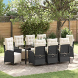 vidaXL Garden Dining Set with cushions 3 pcs Black poly rattan