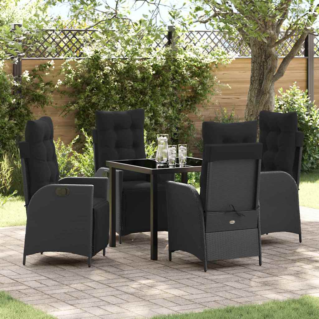 vidaXL Garden Dining Set with cushions 3 pcs Black poly rattan
