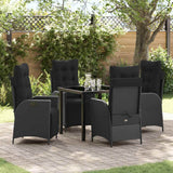 vidaXL Garden Dining Set with cushions 3 pcs Black poly rattan