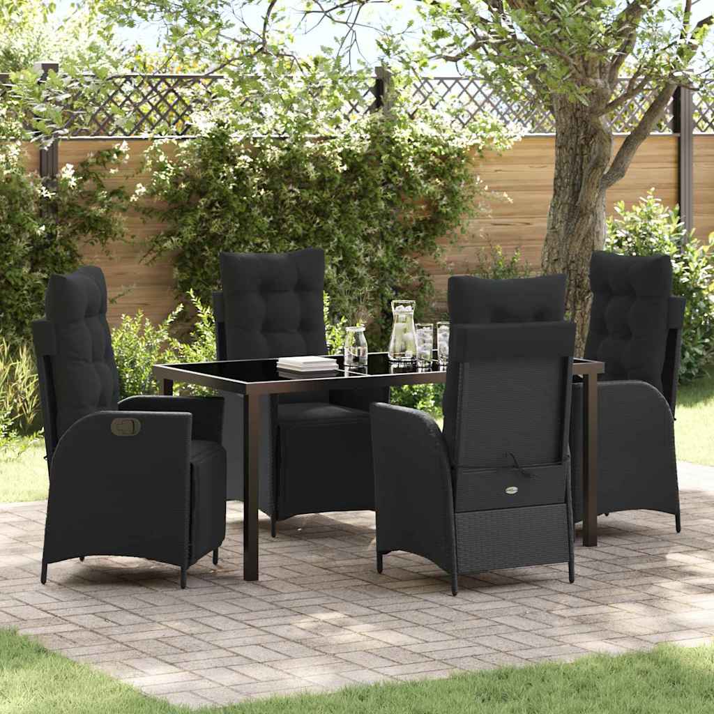 vidaXL Garden Dining Set with cushions 3 pcs Black poly rattan