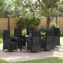 vidaXL Garden Dining Set with cushions 3 pcs Black poly rattan