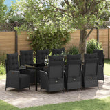 vidaXL Garden Dining Set with cushions 3 pcs Black poly rattan