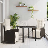vidaXL Garden Dining Set with cushions 3 pcs Black poly rattan