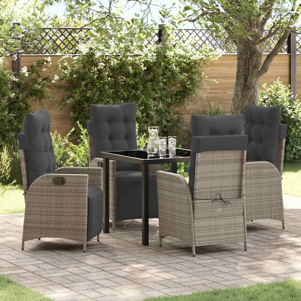 vidaXL Garden Dining Set with cushions 3 pcs Black poly rattan