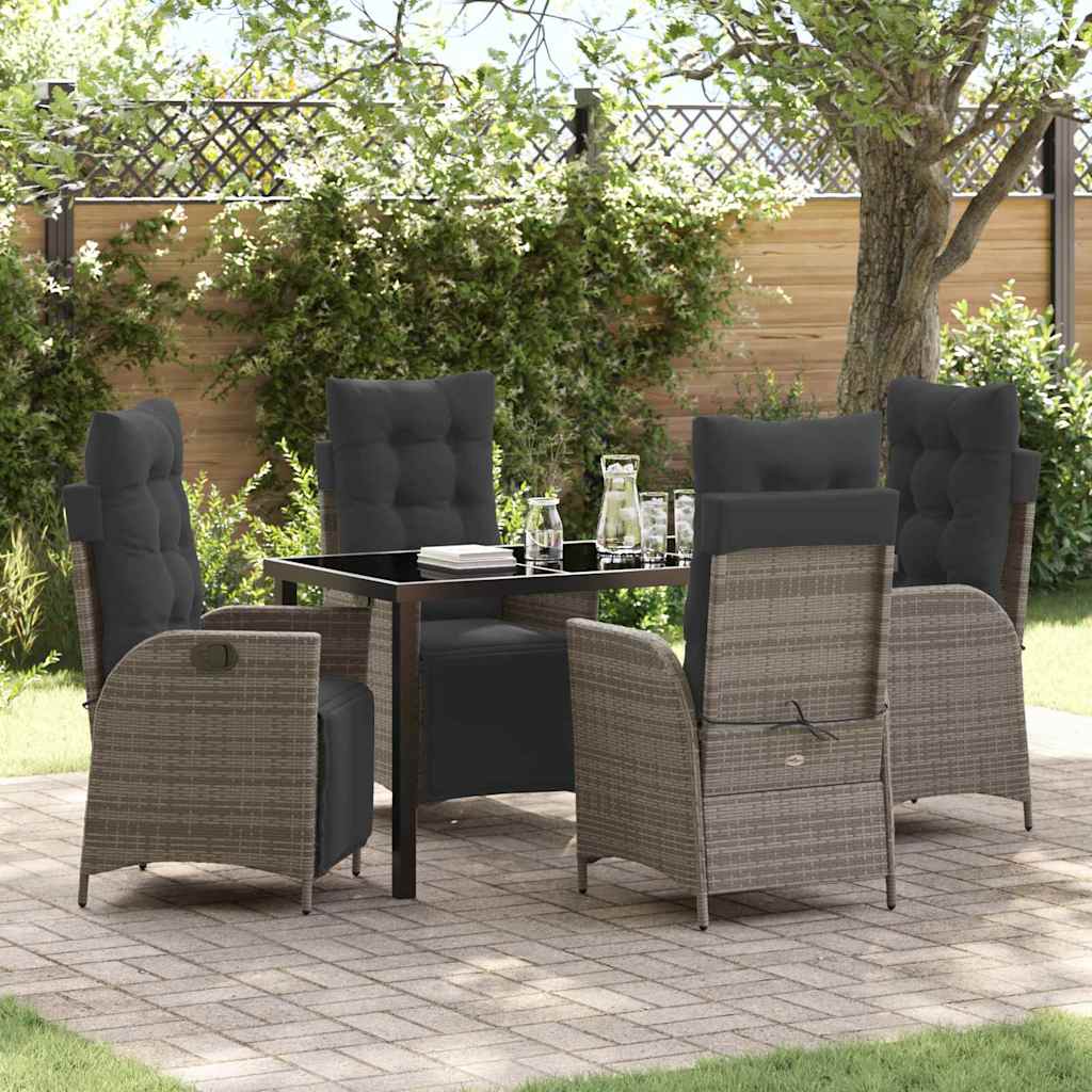 vidaXL Garden Dining Set with cushions 3 pcs Black poly rattan