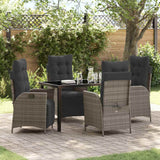 vidaXL Garden Dining Set with cushions 3 pcs Black poly rattan