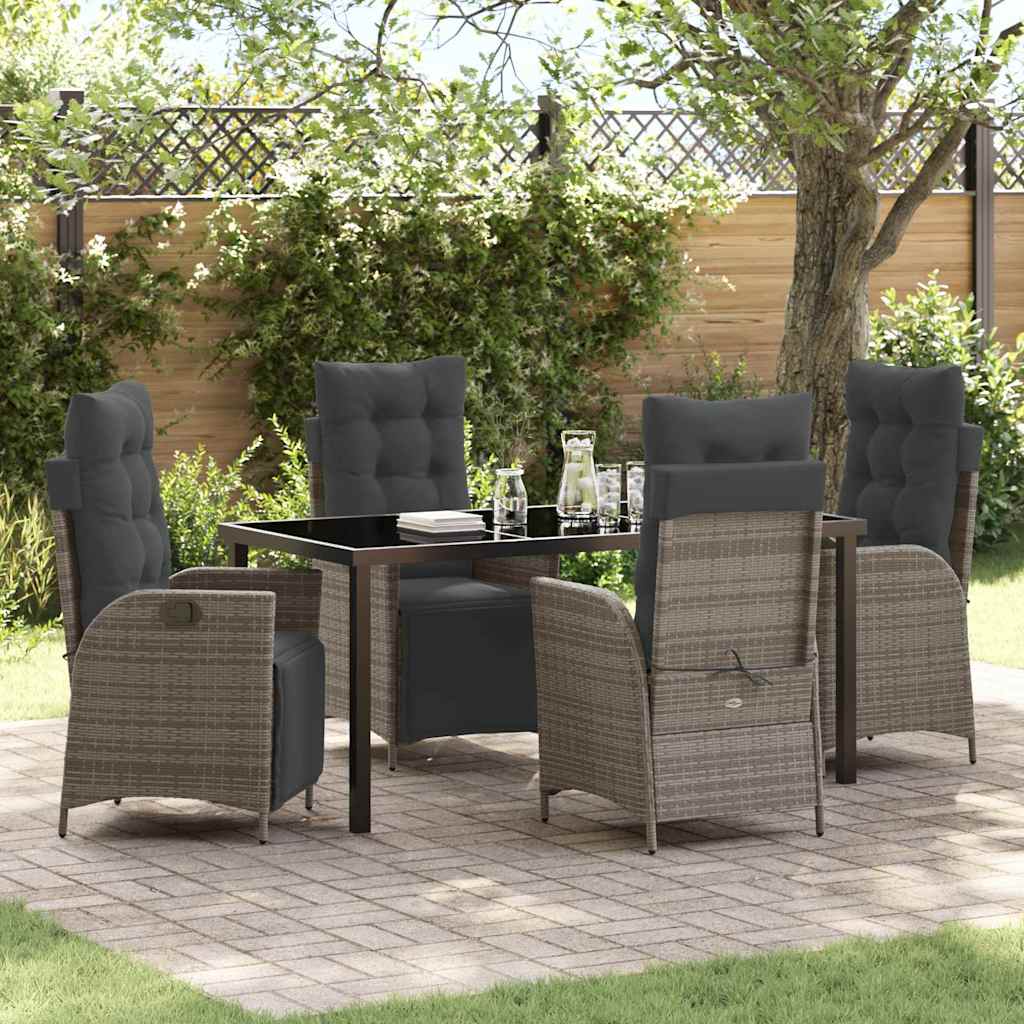 vidaXL Garden Dining Set with cushions 3 pcs Black poly rattan