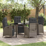 vidaXL Garden Dining Set with cushions 3 pcs Black poly rattan