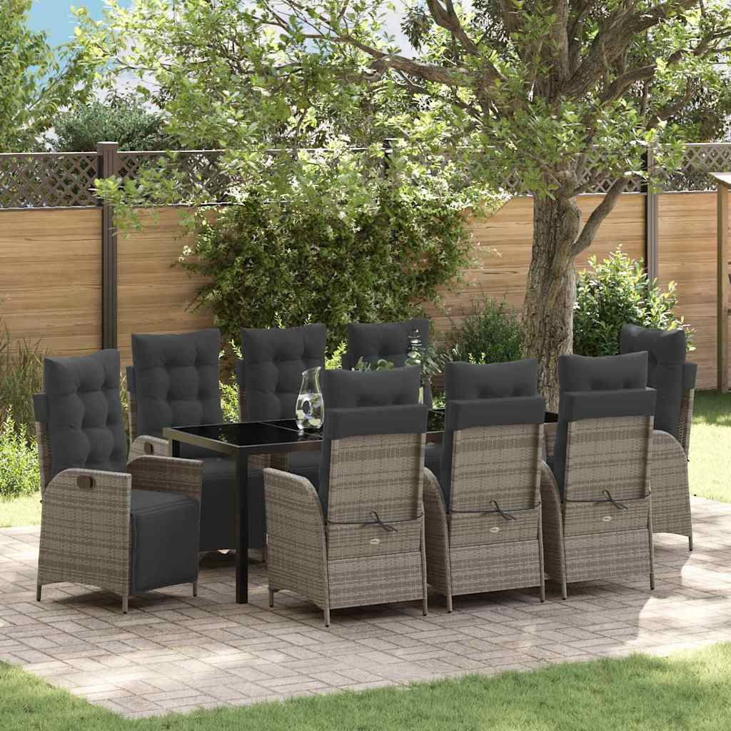 vidaXL Garden Dining Set with cushions 3 pcs Black poly rattan