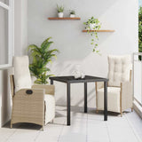 vidaXL Garden Dining Set with cushions 3 pcs Black poly rattan
