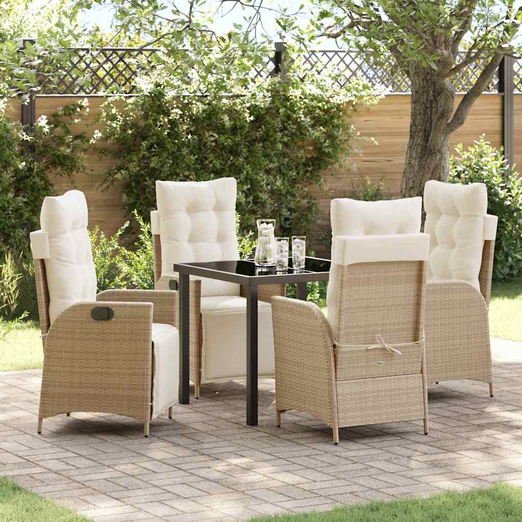 vidaXL Garden Dining Set with cushions 3 pcs Black poly rattan