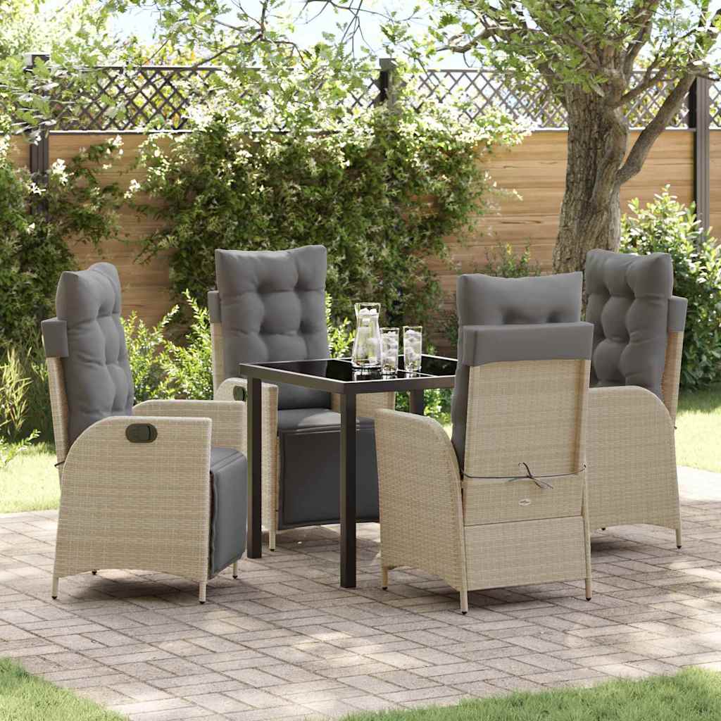 vidaXL Garden Dining Set with cushions 3 pcs Black poly rattan