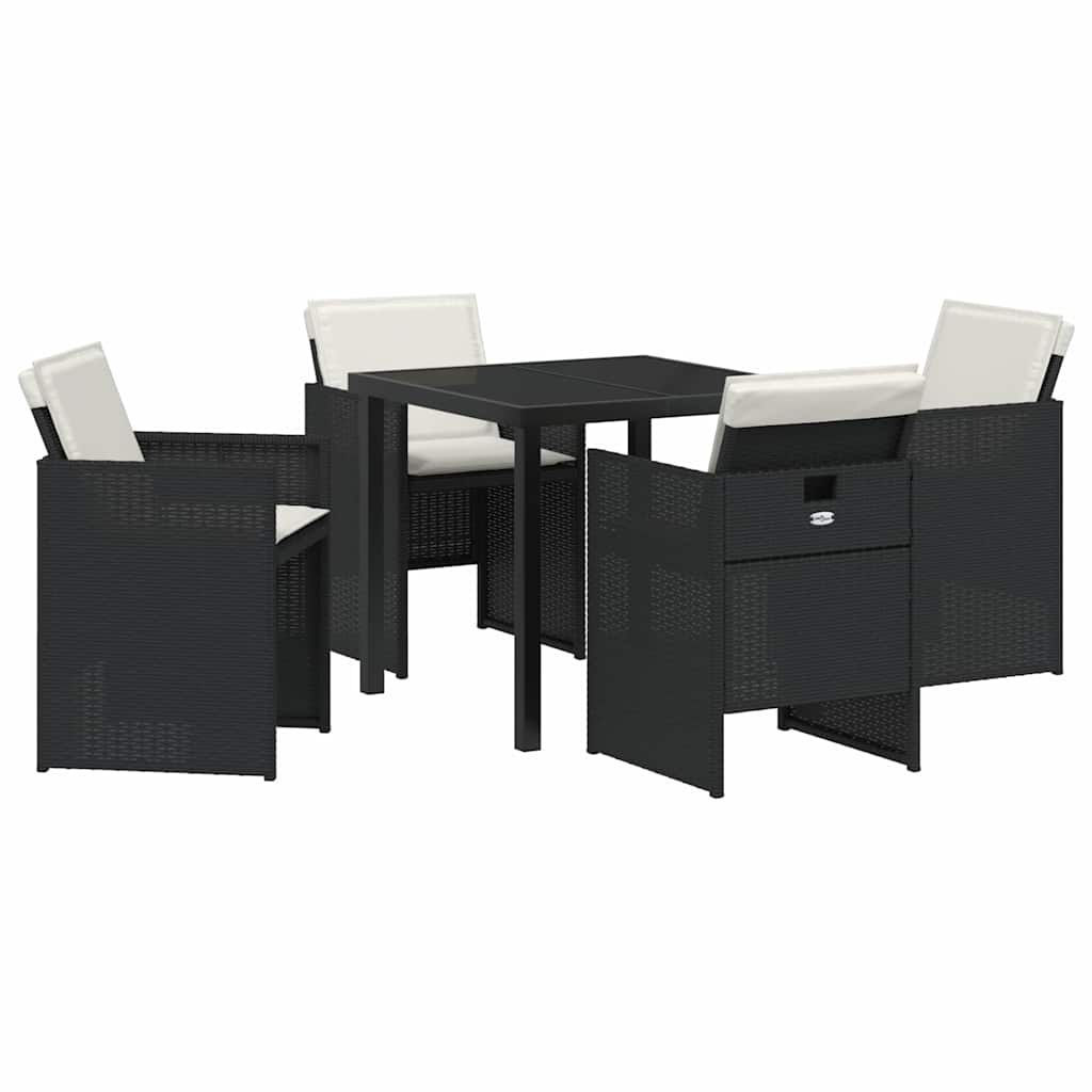 vidaXL Garden Dining Set 5 pcs Black poly rattan