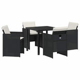 vidaXL Garden Dining Set 5 pcs Black poly rattan