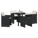 vidaXL Garden Dining Set 5 pcs Black poly rattan