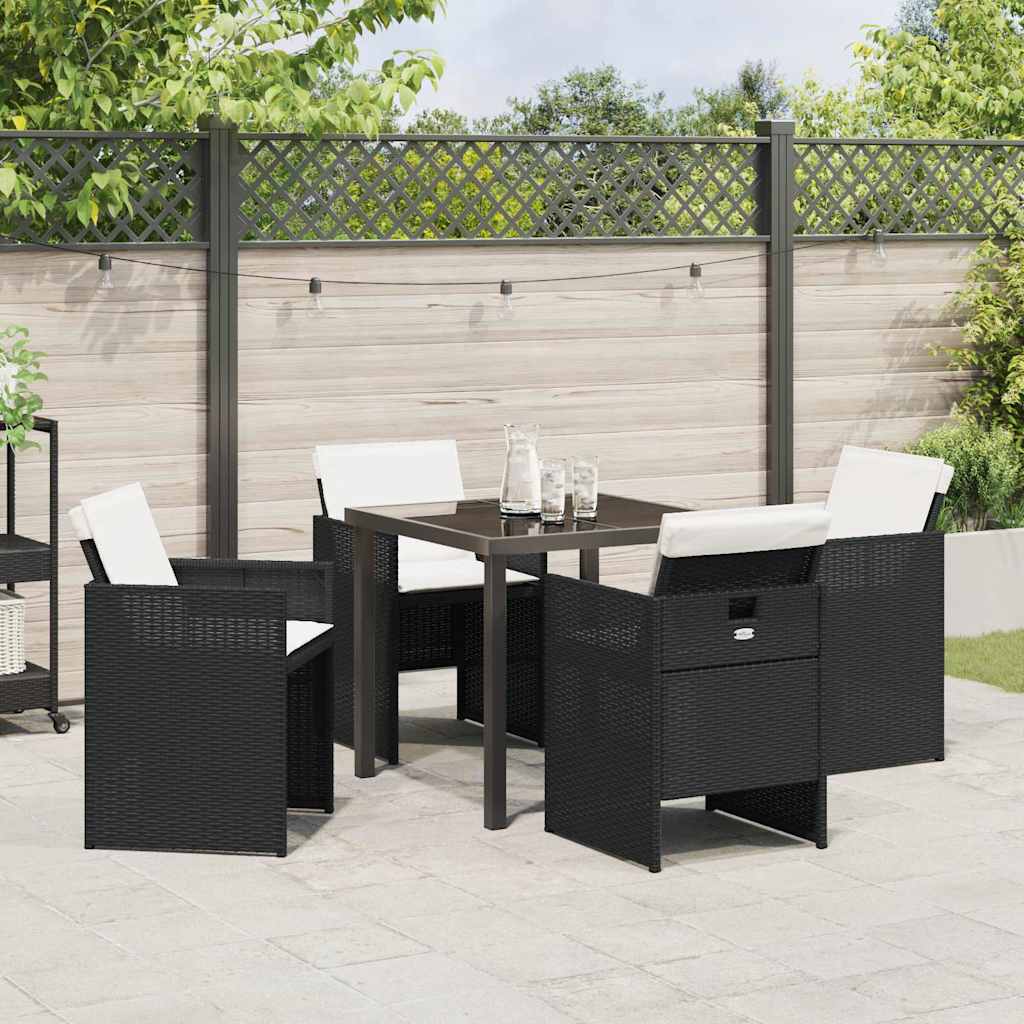 vidaXL Garden Dining Set 5 pcs Black poly rattan