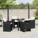 vidaXL Garden Dining Set 5 pcs Black poly rattan