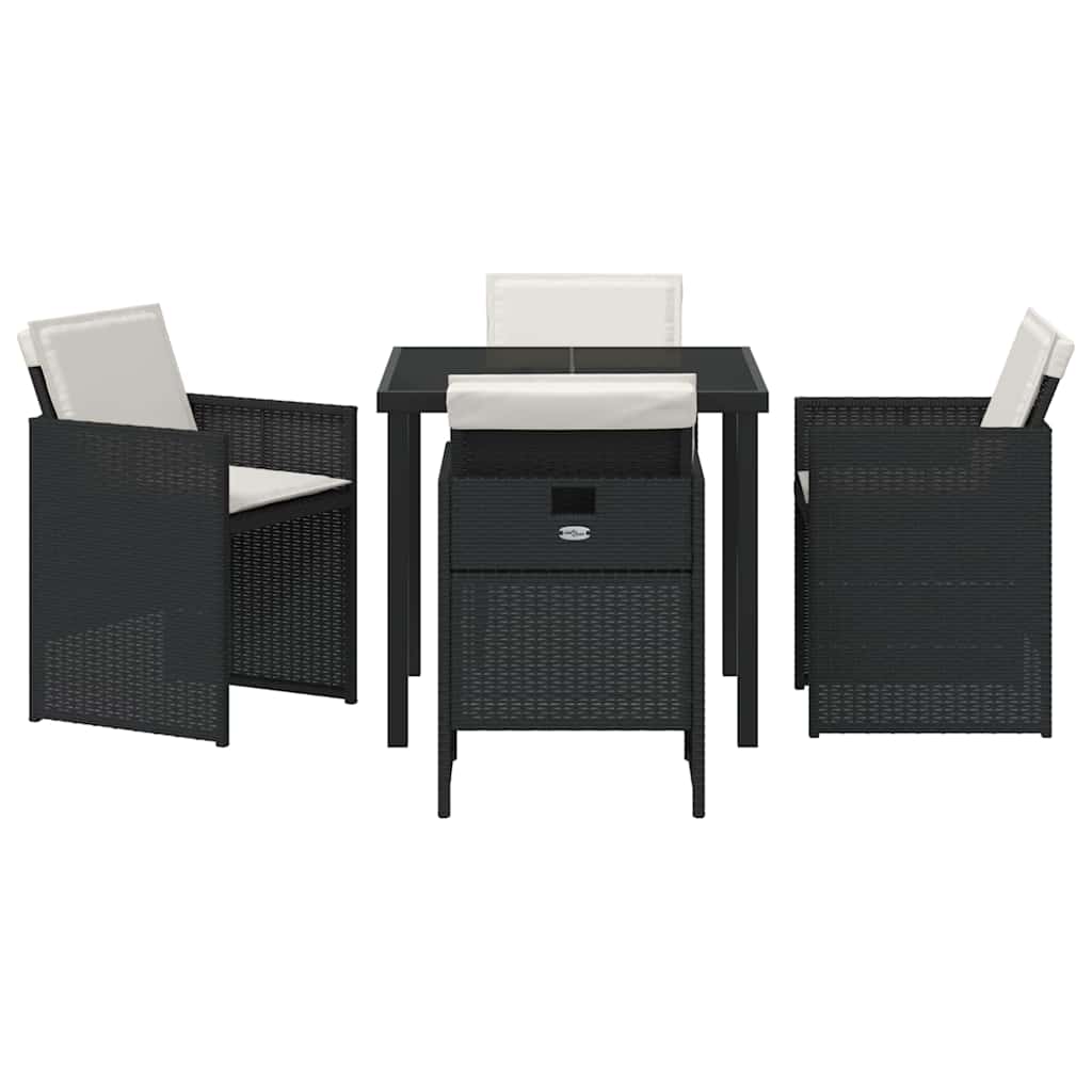 vidaXL Garden Dining Set 5 pcs Black poly rattan