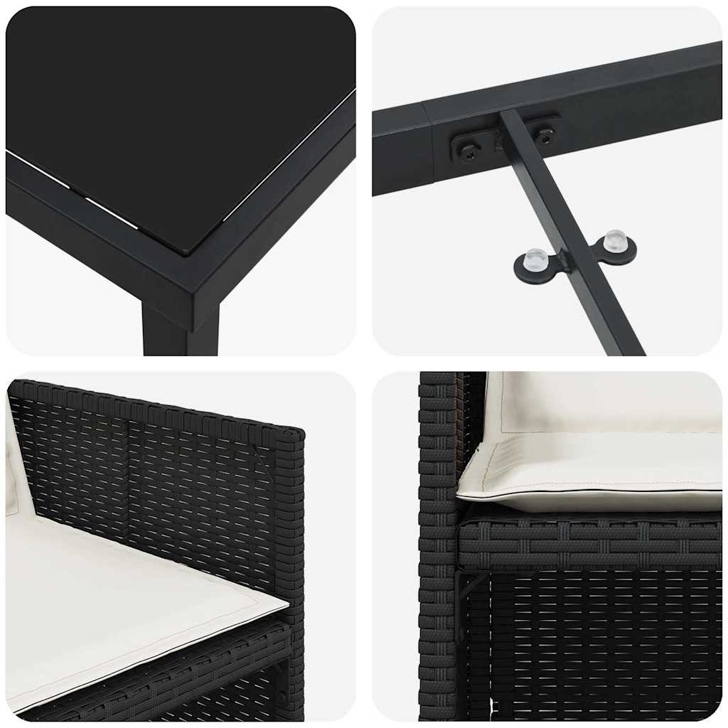 vidaXL Garden Dining Set 5 pcs Black poly rattan