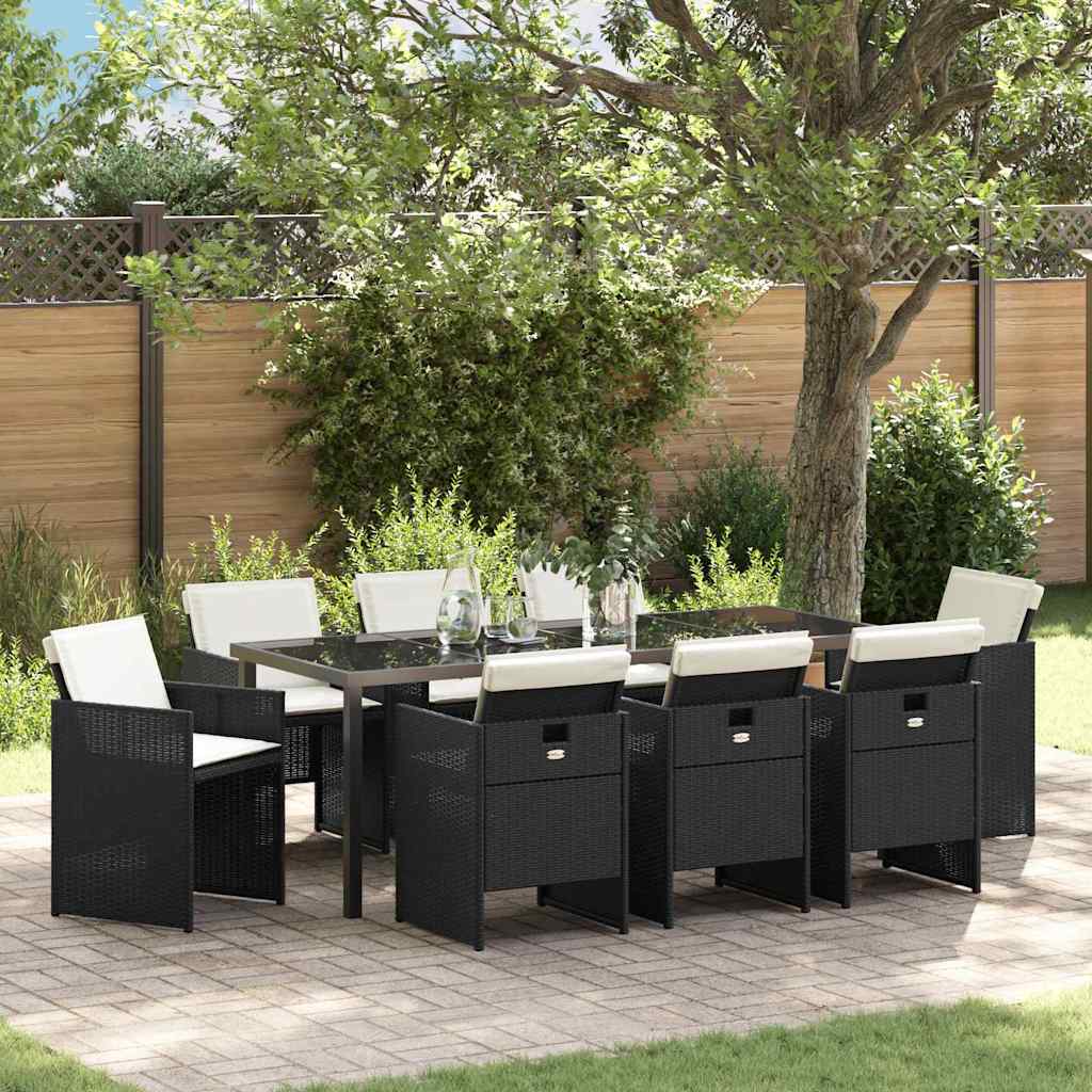vidaXL Garden Dining Set 5 pcs Black poly rattan