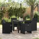 vidaXL Garden Dining Set 5 pcs Black poly rattan