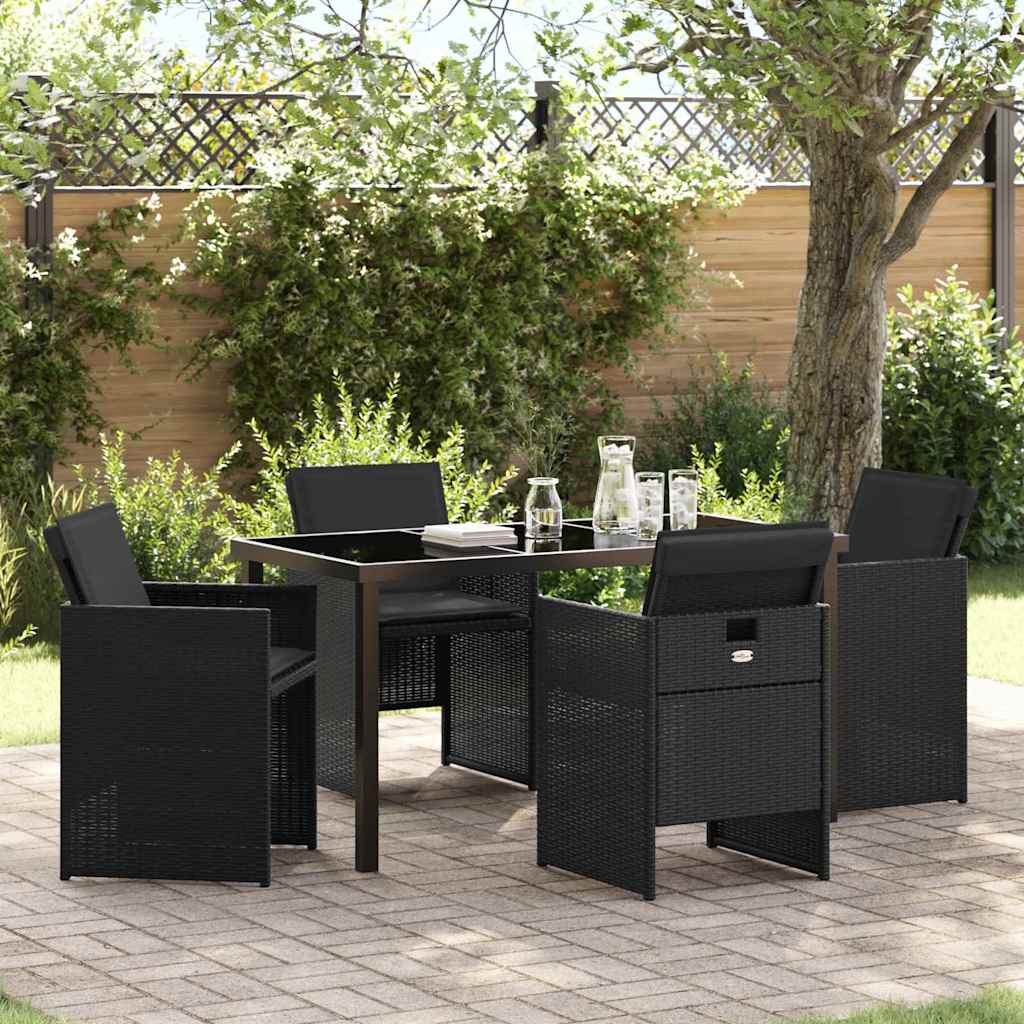 vidaXL Garden Dining Set 5 pcs Black poly rattan