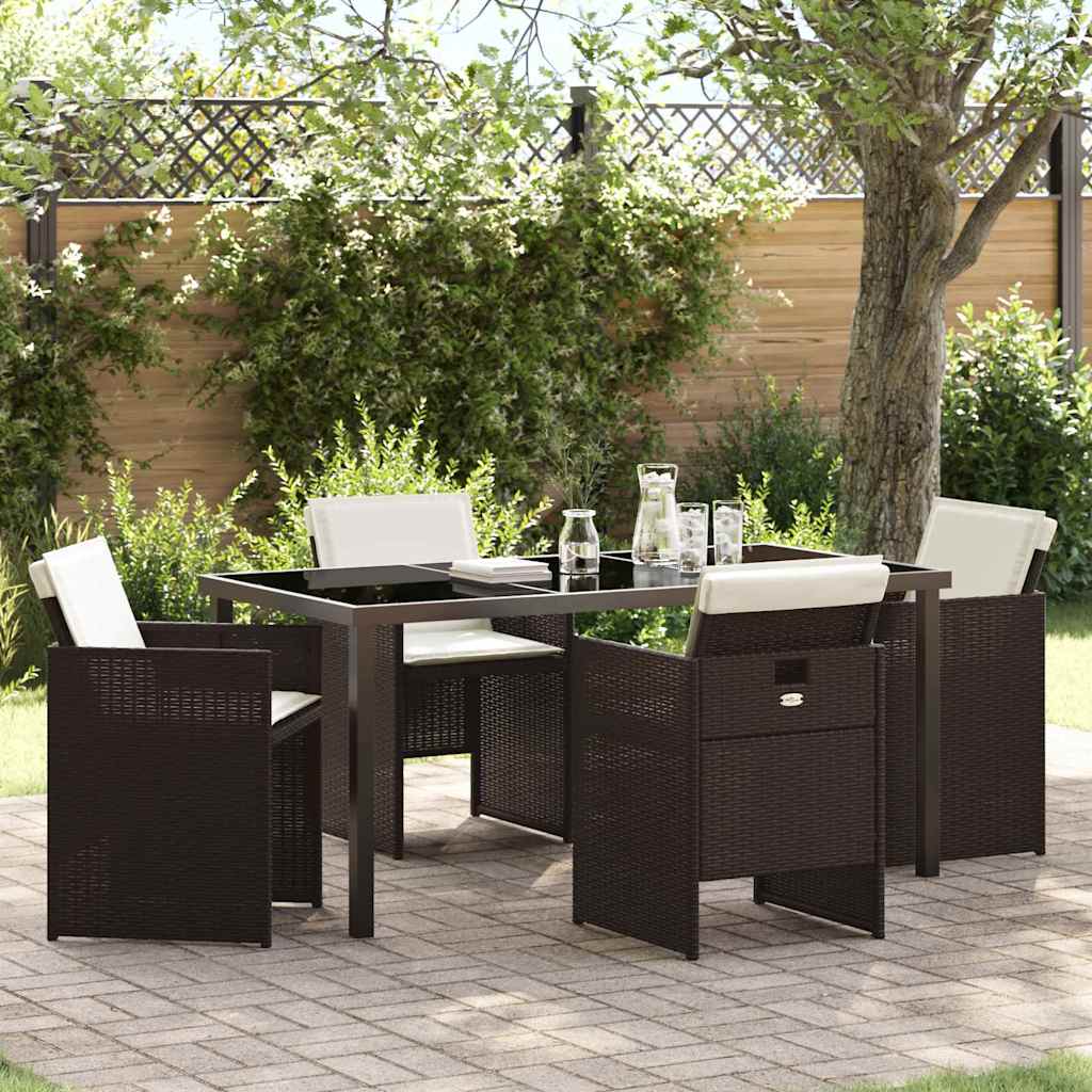 vidaXL Garden Dining Set 5 pcs Black poly rattan