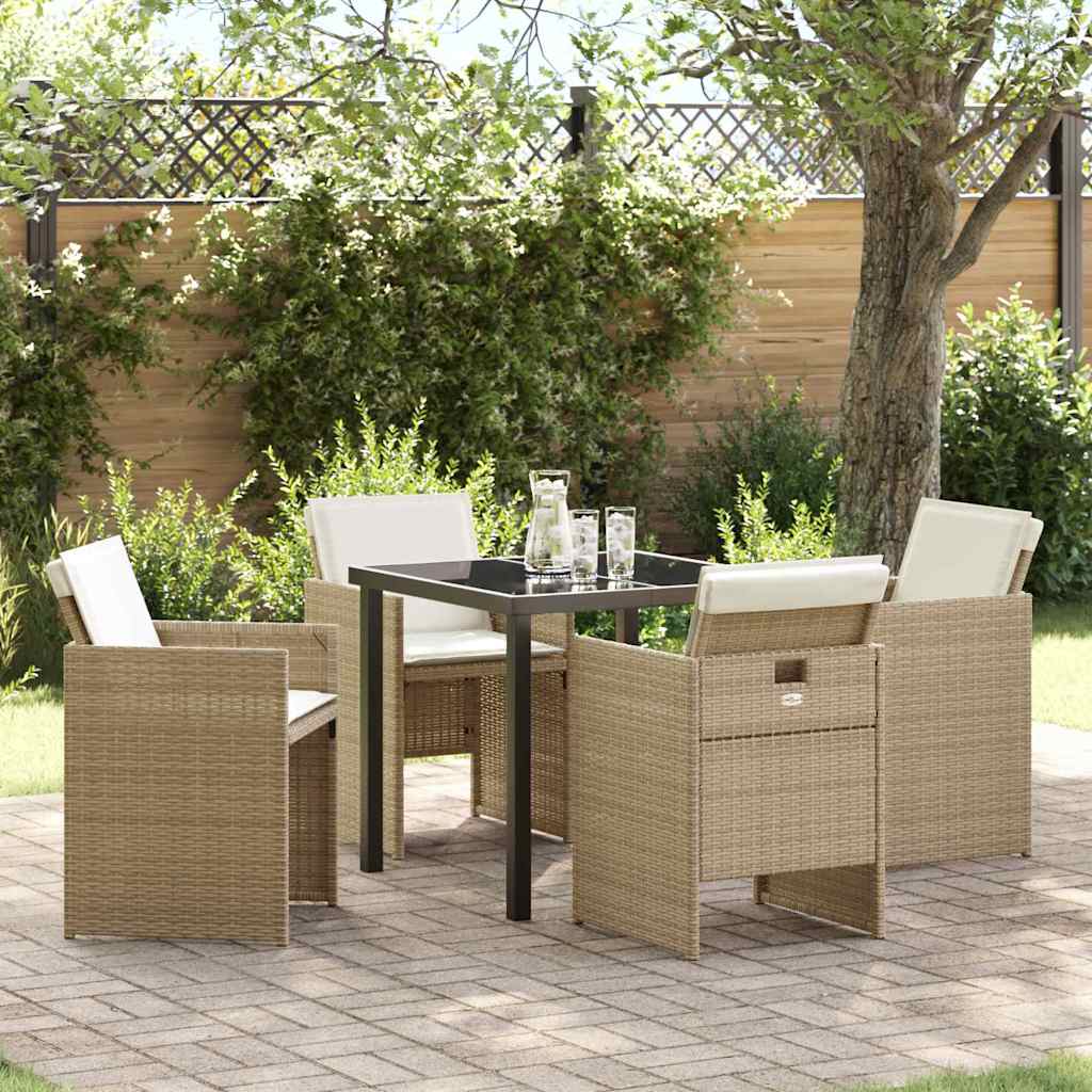vidaXL Garden Dining Set 5 pcs Black poly rattan
