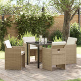 vidaXL Garden Dining Set 5 pcs Black poly rattan