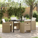 vidaXL Garden Dining Set 5 pcs Black poly rattan