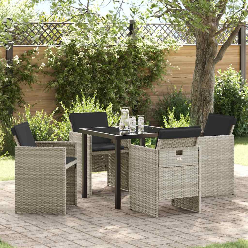 vidaXL Garden Dining Set 5 pcs Black poly rattan