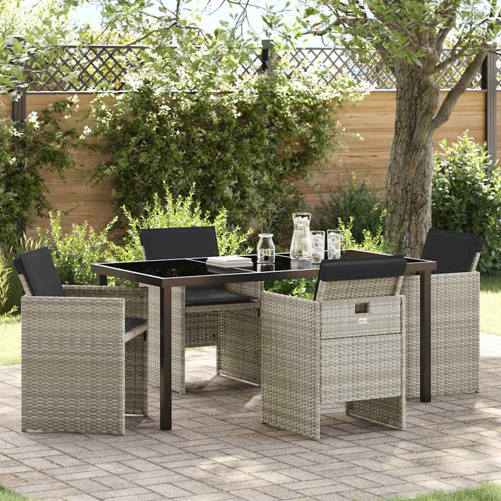 vidaXL Garden Dining Set 5 pcs Black poly rattan
