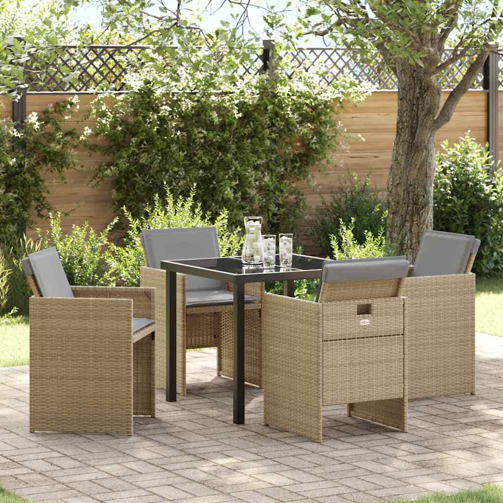 vidaXL Garden Dining Set 5 pcs Black poly rattan